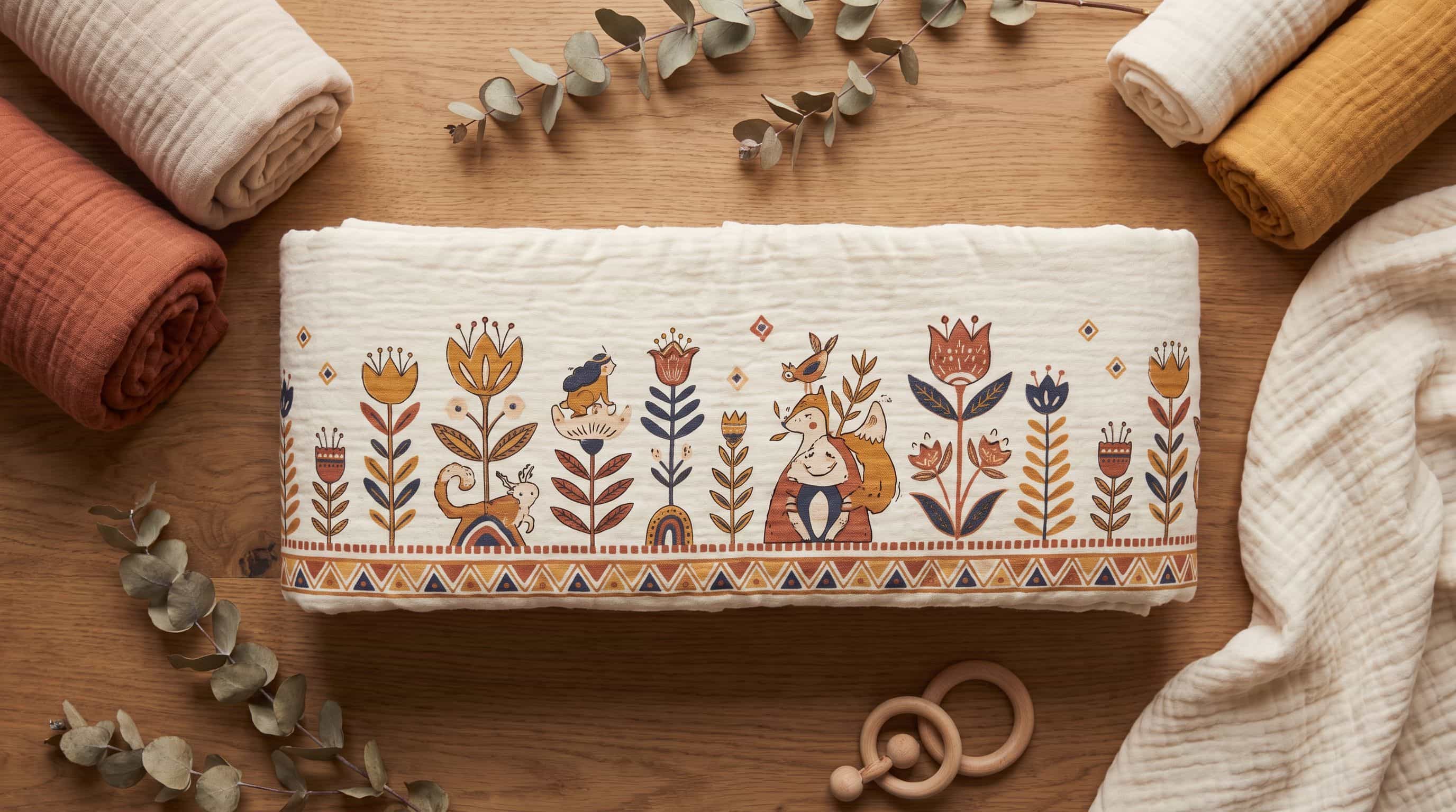 Tour de lit en coton bio, motif exclusif Autour de Lit